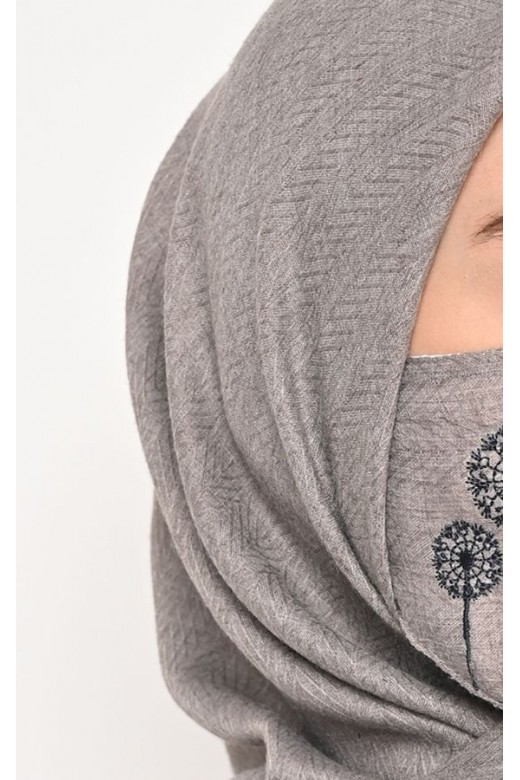 Hijab Segi 4 Voal Zaffron Dandelion Grey (Hijab Only)